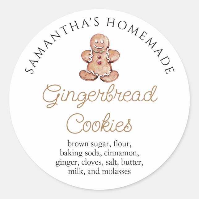 Personalized Gingerbread Cookies Bakery Classic Round Sticker (Front)