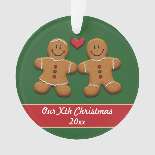 Personalized Gingerbread Couple Acrylic Ornament (Front)