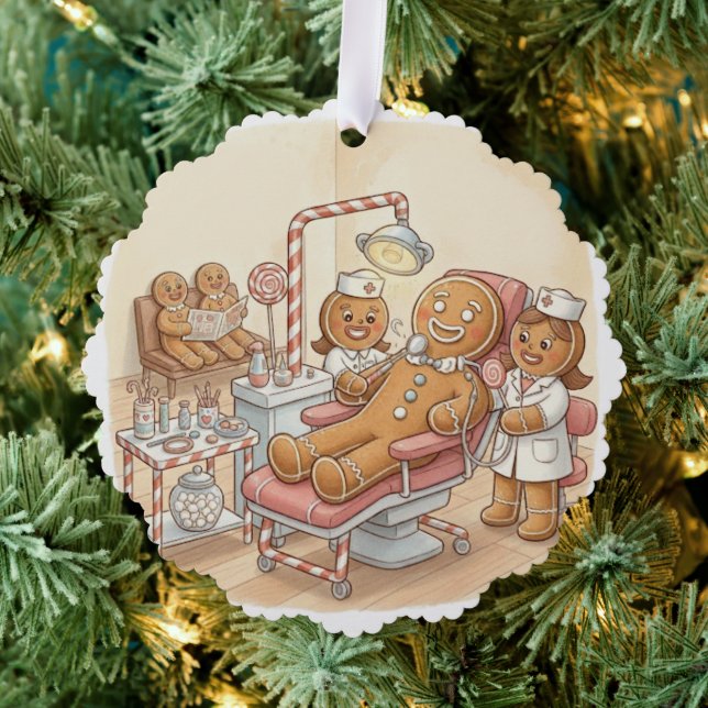 Personalized Gingerbread Dentist Christmas Card (Insitu (Tree))