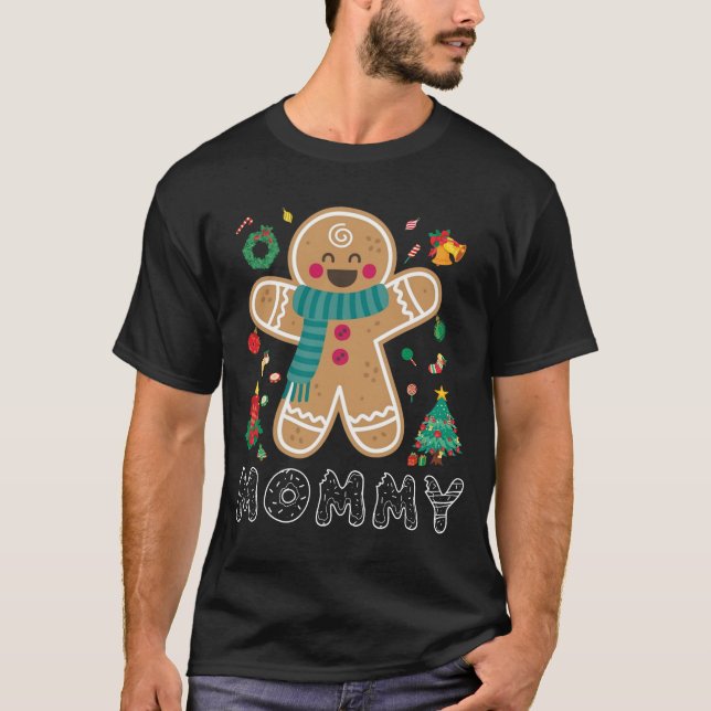 Personalized Gingerbread Family Christmas Pajamas  T-Shirt (Front)