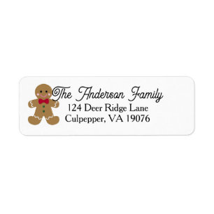 Personalized Gingerbread Family Christmas Return A Label