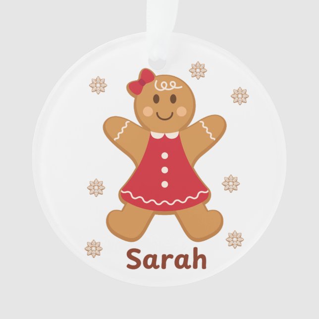 Personalized Gingerbread girl Acrylic Ornament (Front)