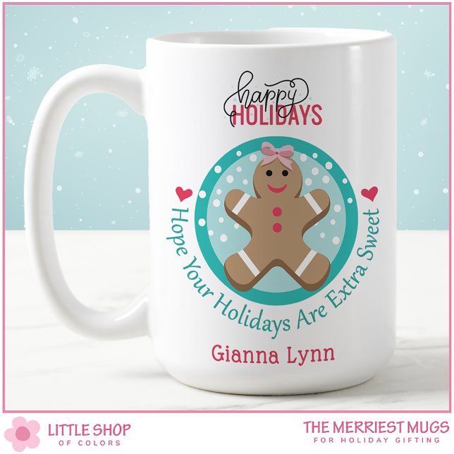 Personalized Gingerbread Girl Christmas Cookie Coffee Mug (Creator Uploaded)