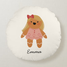Personalized Gingerbread Girl Christmas Pillow