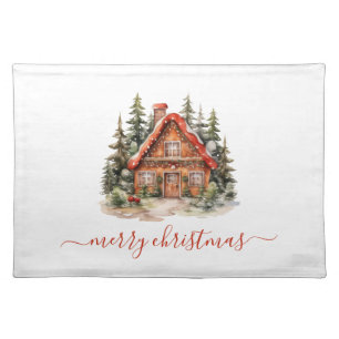 Personalized Gingerbread House Christmas Holiday Cloth Placemat