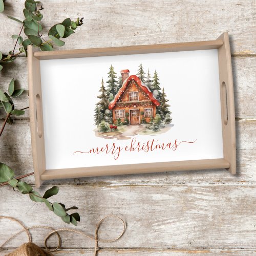 Personalized Gingerbread House Christmas Holiday Serving Tray