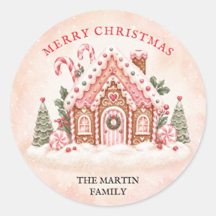 Personalized Gingerbread House Family Christmas Classic Round Sticker