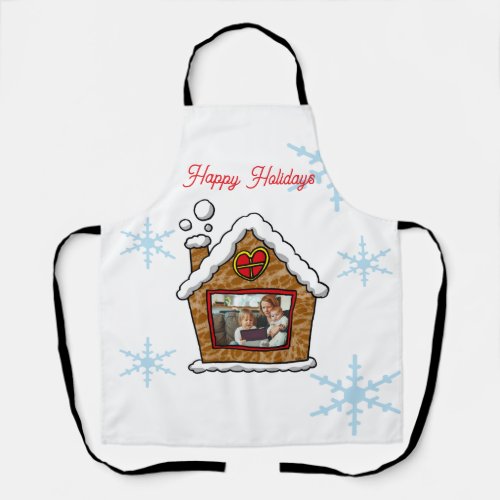 Personalized Gingerbread House Snowflakes Holidays Apron