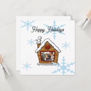 Personalized Gingerbread House Snowflakes Holidays Card