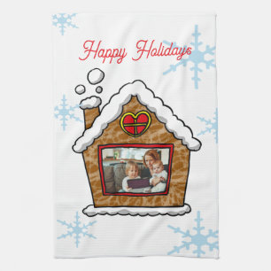 Personalized Gingerbread House Snowflakes Holidays Kitchen Towel