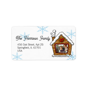 Personalized Gingerbread House Snowflakes Holidays Label