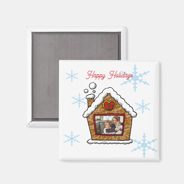 Personalized Gingerbread House Snowflakes Holidays Magnet (Front/Back)