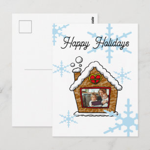 Personalized Gingerbread House Snowflakes Holidays Postcard