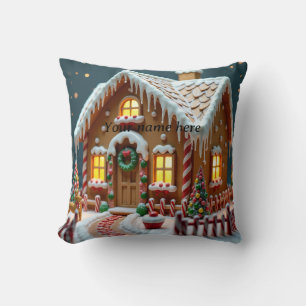 Personalized Gingerbread House throw pillow