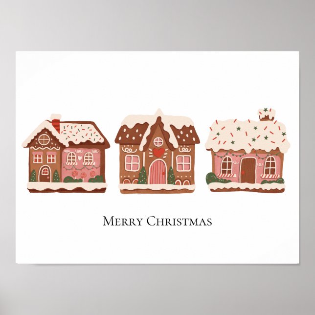 Personalized Gingerbread Houses Christmas Holiday  Poster (Front)