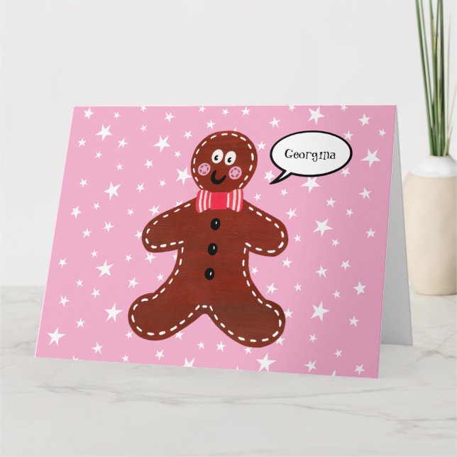 Personalized Gingerbread Man Christmas Card (Front)