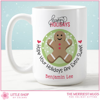 Personalized Gingerbread Man Christmas Cookie Coffee Mug