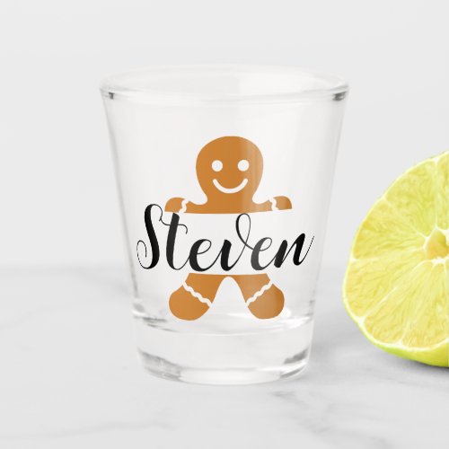 Personalized Gingerbread man Christmas Favor  Shot Glass