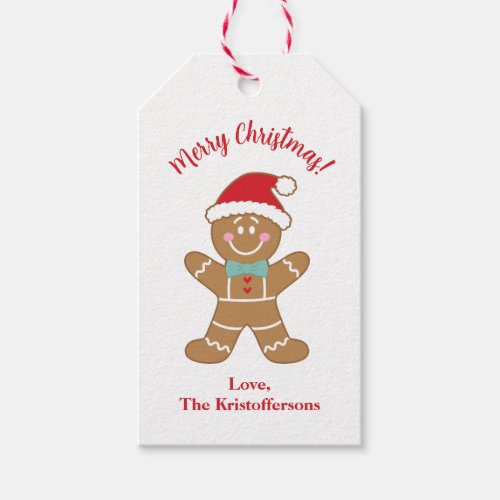 Personalized Gingerbread Man Christmas Gift Tags