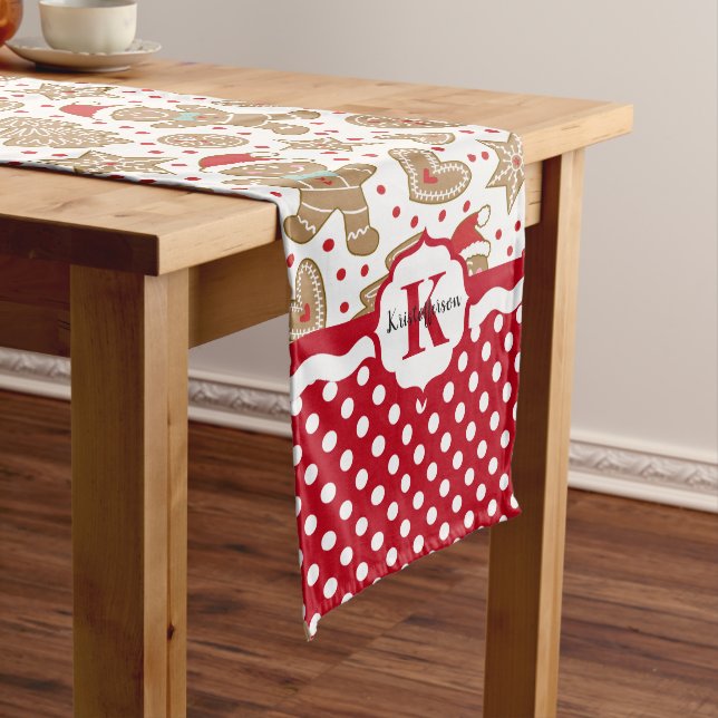 Personalized Gingerbread Man Christmas Long Table Runner (In Situ)