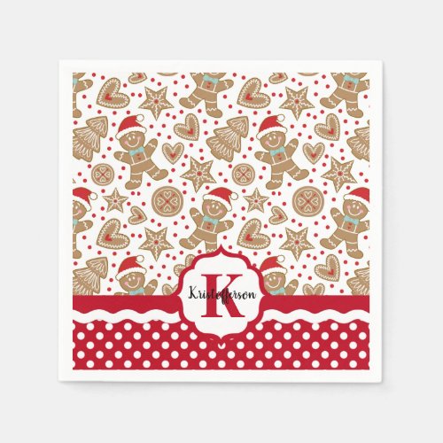 Personalized Gingerbread Man Christmas Napkins