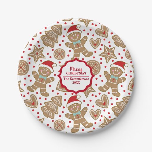 Personalized Gingerbread Man Christmas Paper Plate