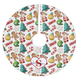 Personalized Gingerbread Man Christmas Treats Brushed Polyester Tree Skirt