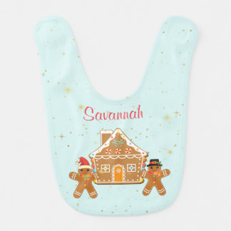  Personalized Gingerbread Men and House  Baby Bib