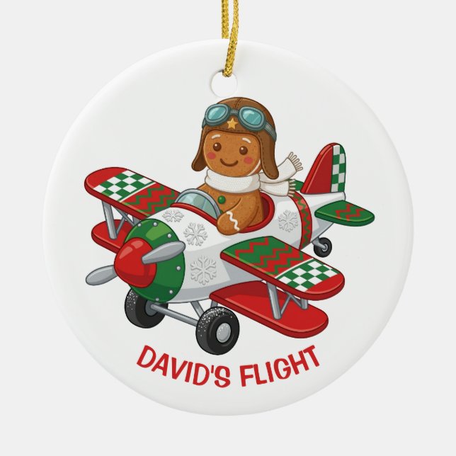 Personalized Gingerbread Pilot Ornament (Front)
