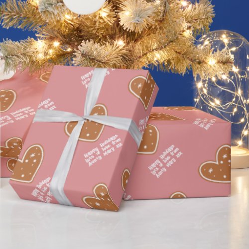 Personalized Gingerbread Pink  Wrapping Paper
