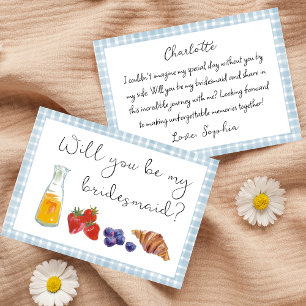 Personalized Gingham Brunch Bridesmaid Proposal Note Card
