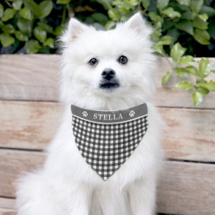 Personalized Gingham Checkered Pet Bandana Collar