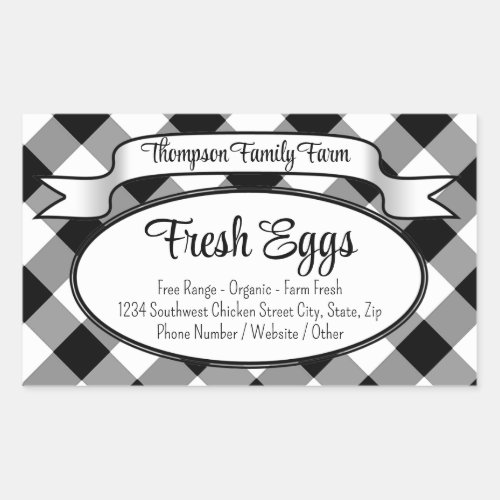 Personalized Gingham Farm Egg Carton Label