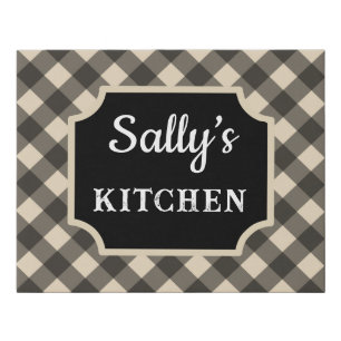 Personalized Gingham Kitchen Sign