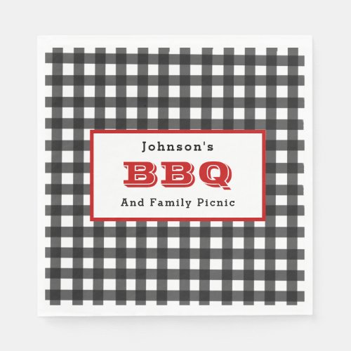 Personalized Gingham plaid Paper Napkin