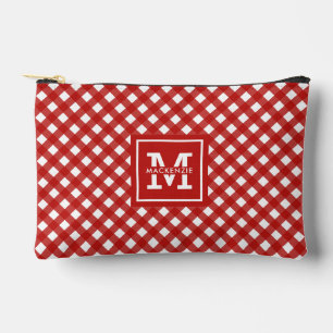 Personalized Gingham Plaid Pattern Accessory Pouch