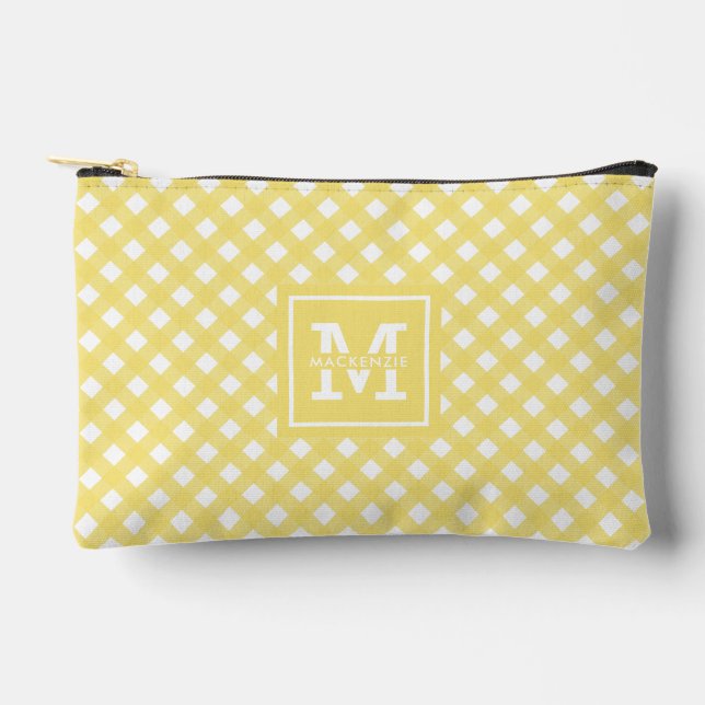 Personalized Gingham Plaid Pattern Accessory Pouch (Front)