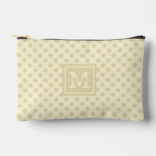 Personalized Gingham Plaid Pattern Accessory Pouch (Front)