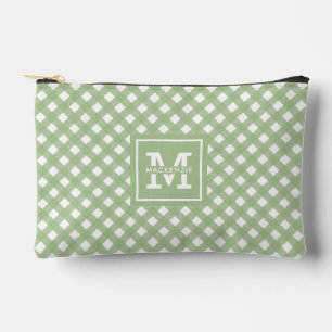 Personalized Gingham Plaid Pattern Accessory Pouch
