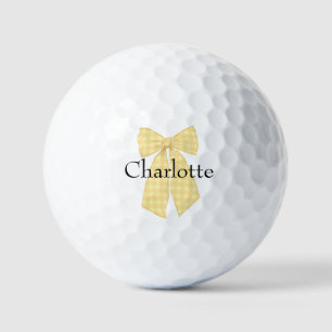 Personalized Gingham Romantic Coquette Bow Golf Balls