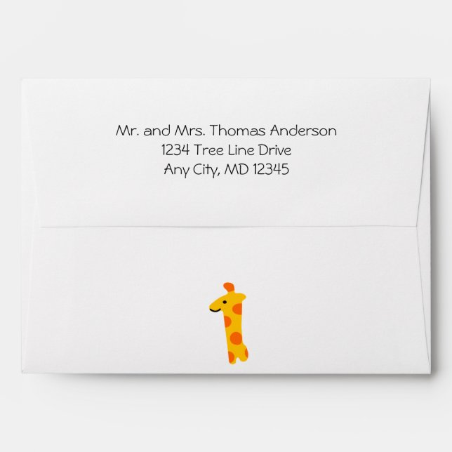 Personalized Giraffe 1st Birthday Cute Envelope (Back (Top Flap))