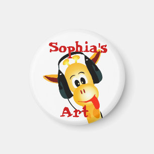 Personalized Giraffe Child's Artwork Magnet