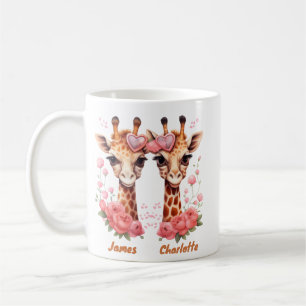 Personalized Giraffe Couple for Valentine's Day Coffee Mug