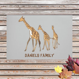 Personalized Giraffe Family Door mat