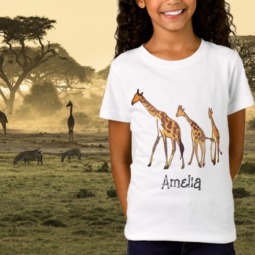 Personalized Giraffe Family T_Shirt