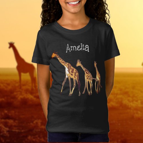 Personalized Giraffe Family T_Shirt