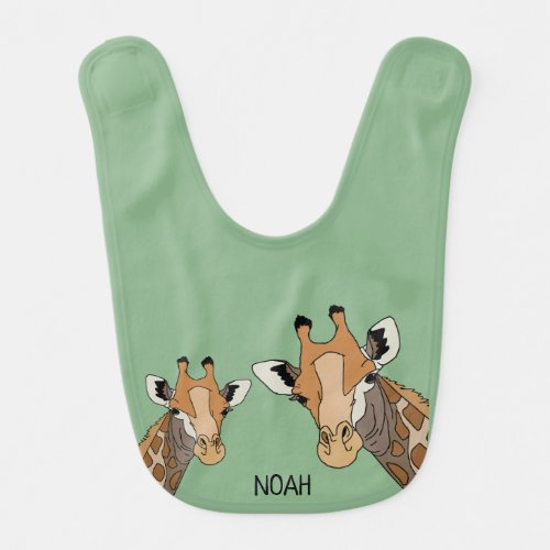 Personalized Giraffe Funny Green Baby Bib