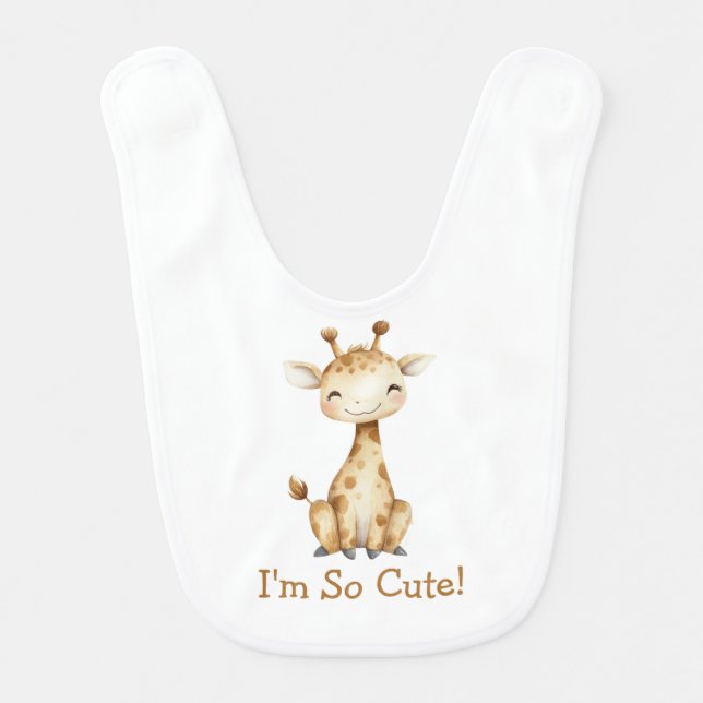 Personalized Giraffe Gender Neutral Cute  Baby Bib (Front)