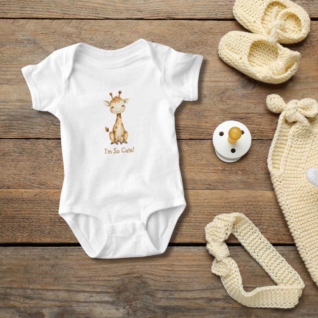 Personalized Giraffe Gender Neutral Cute  Baby Bodysuit (Giraffe Baby Body Suit. Personalized Baby shower gift, or new baby gift. Gender Neutral)