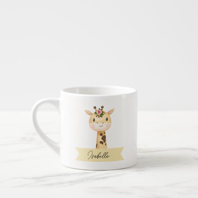Personalized giraffe kids espresso cup (Left)